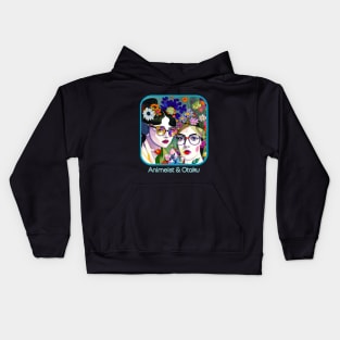 Animeist & Otaku (2 bespeckled woman at home) Kids Hoodie